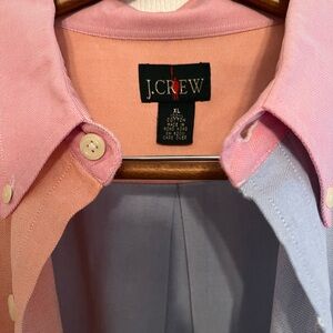 Lost JCrew men’s pastel buttondown oversized Oxford pastel colorblock shirt XL
